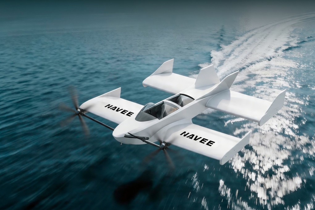 The world’s first consumer-grade crewed waterborne aircraft, the WaveFly 5X, can fly at a cruising altitude of 30 cm to 50 cm above the water with two people on board. Photo: Handout