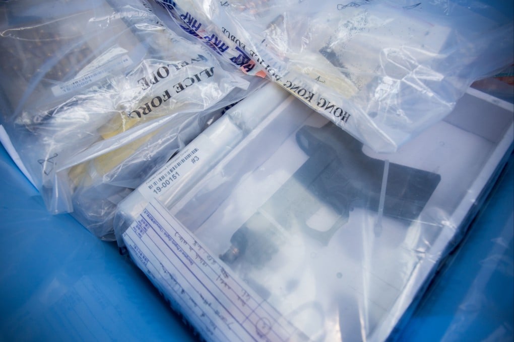 Police produced guns and bullets as evidence against private tutor Stephen So during his conspiracy to murder trial in 2022. Photo: Handout