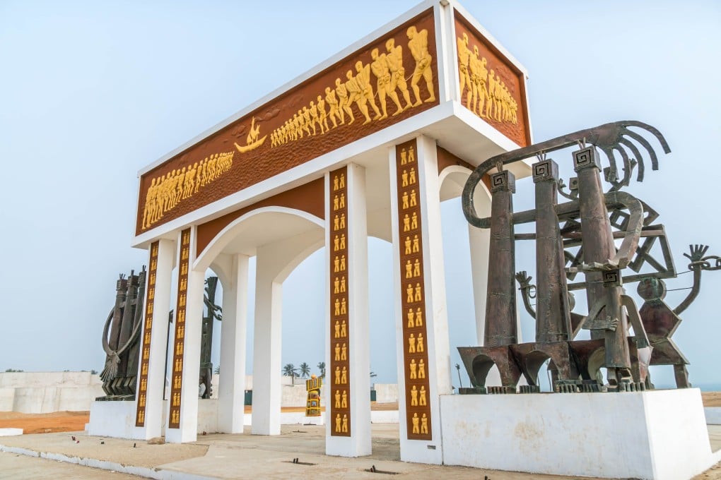 The “Gate of No Return” memorial arch on Ouidah beach, Benin. The historic port once saw nearly 2 million enslaved Africans marched along the 2km “Slave Route” from the auction plaza to the beach during the transatlantic slave trade. Photo: Shutterstock