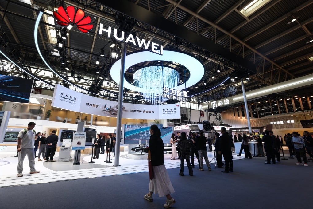 The Huawei booth at the Beijing International Automotive Exhibition, April 25, 2026. Photo: EPA