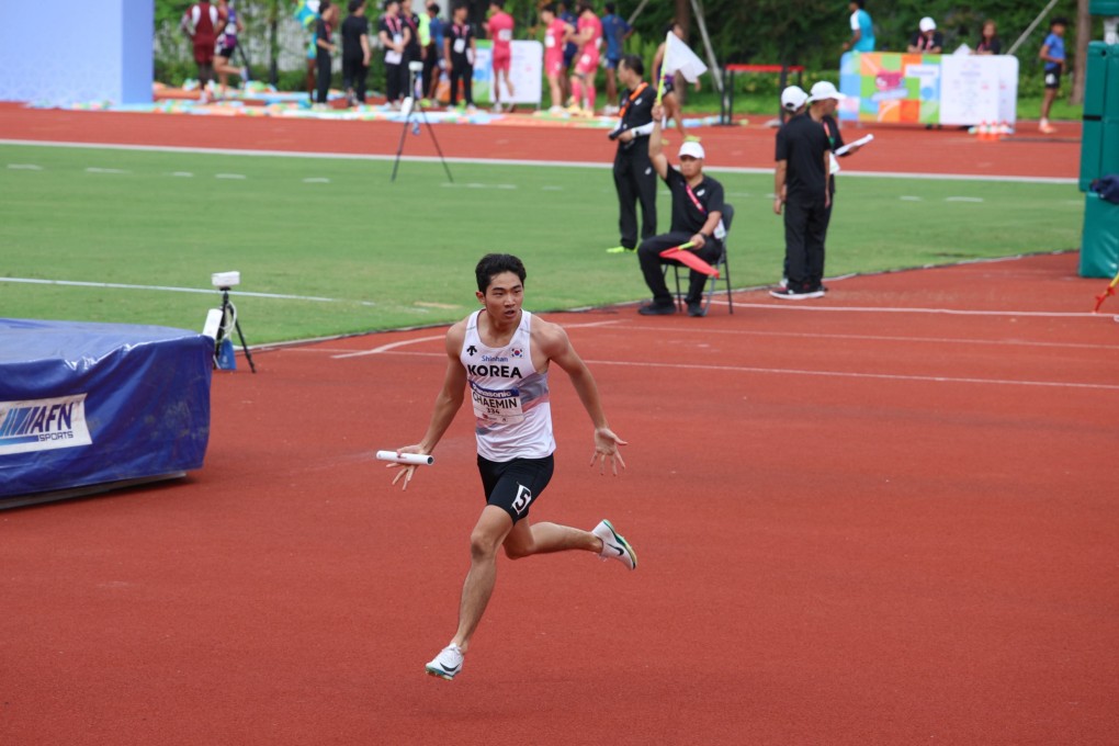 Jun Chae-min anchored his team to a gold in the men’s 4x100 metres relay at the Asian Under-20 Athletics Championships. Photo: Jun Chae-min