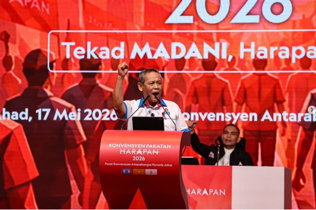 Negeri Sembilan Chief Minister Aminuddin Harun at a Pakatan Harapan convention on May 17. He announced the dissolution of the state assembly on Thursday night. Photo: Instagram/dsaminuddinharun