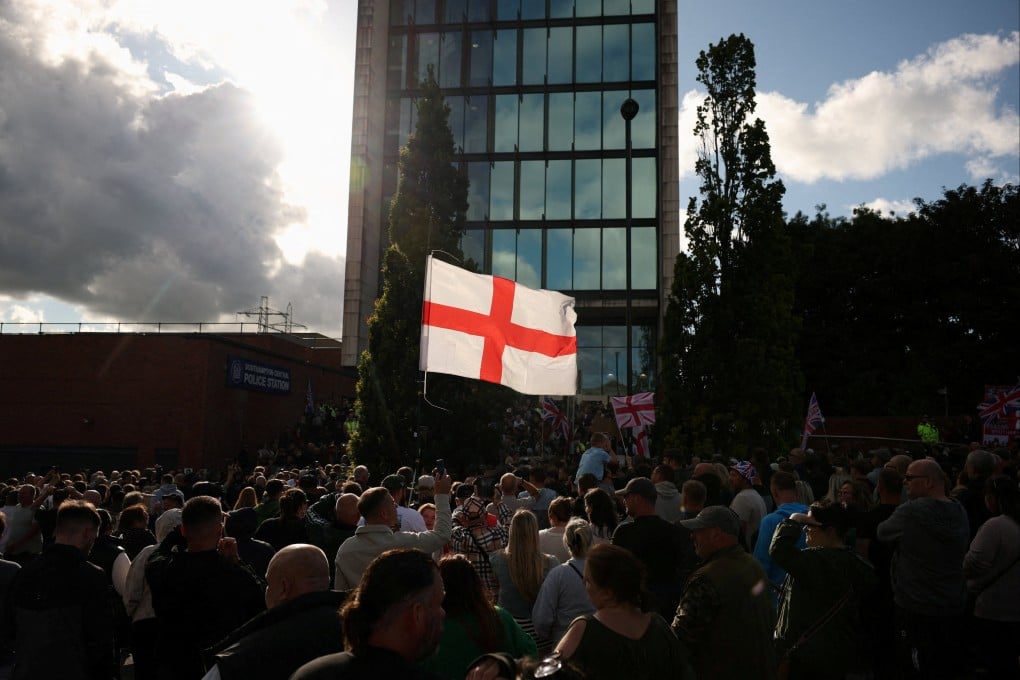 Demonstrators gather outside Southampton Central Police Station on June 2 following the conviction of Vikrum Digwa for the murder of student Henry Nowak, in Southampton, Britain. Photo: Reuters