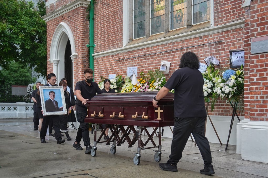 Family members leave St Andrew’s Church with the coffin carrying late Reverend Derek Li Shing-lam. Photo: Elson Li