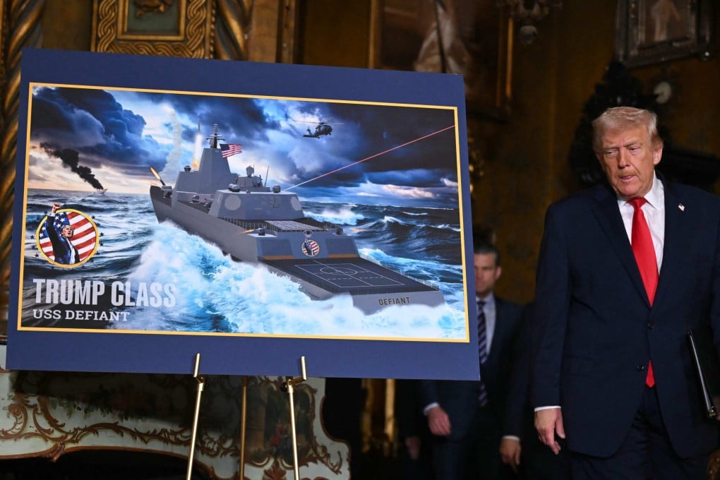 US President Donald Trump announces the US Navy’s new “Golden Fleet” initiative, unveiling a new class of warships, in Florida last December. Photo: AFP