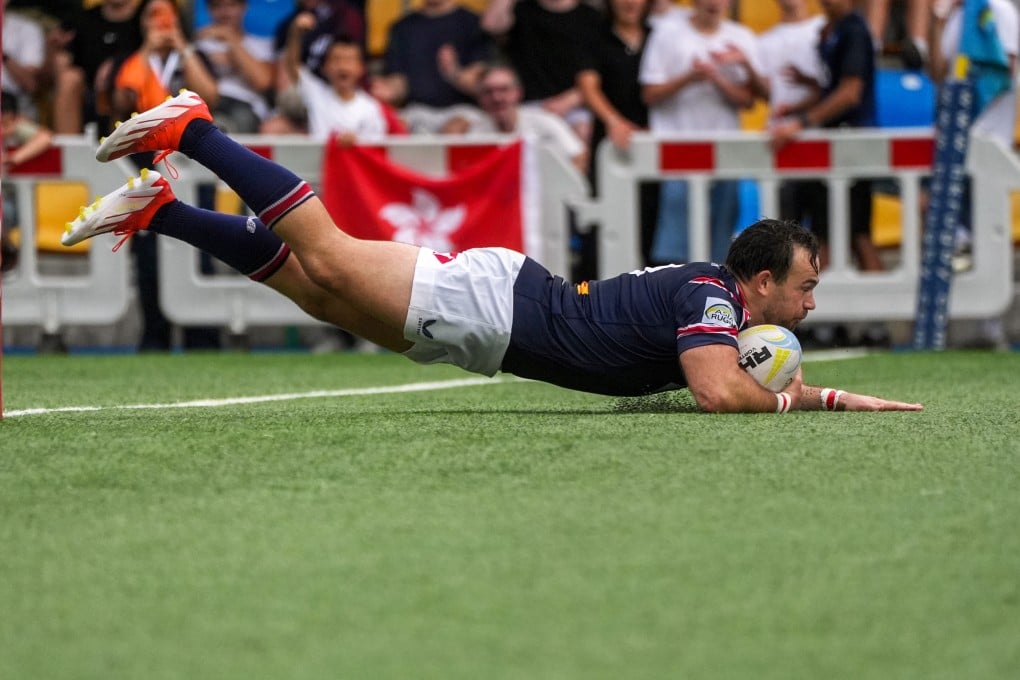 Scrum-half Brendon Nell scored a fine solo effort against South Korea at Hong Kong Football Club. Photo: Elson Li