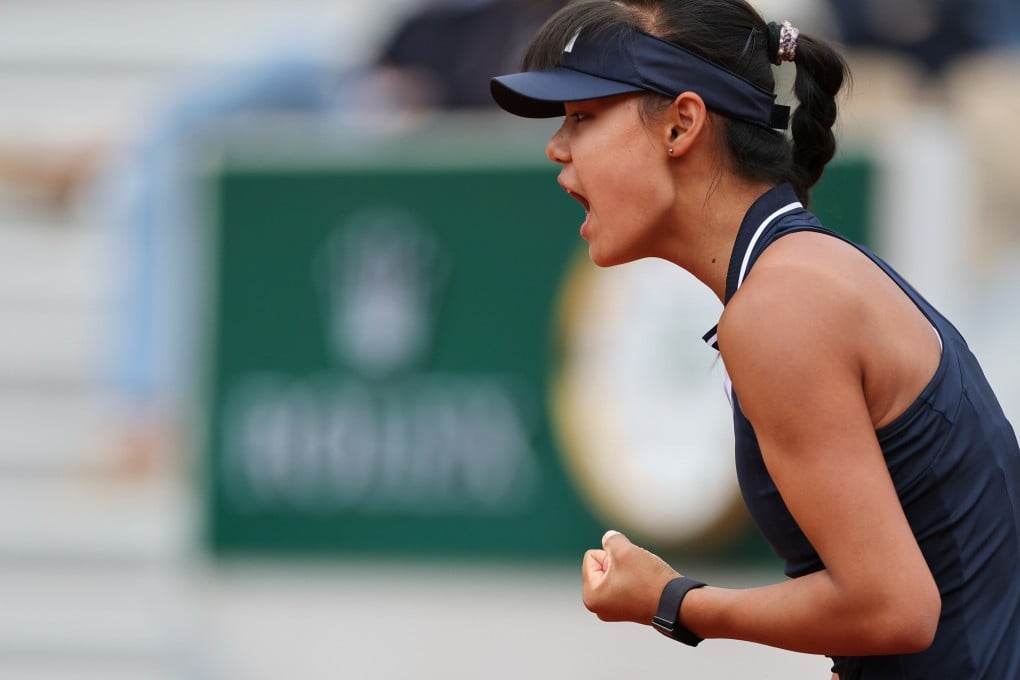 Sun Xinran celebrates winning a point during her girl’s singles final against Alisa Oktiabreva. Photo: Xinhua