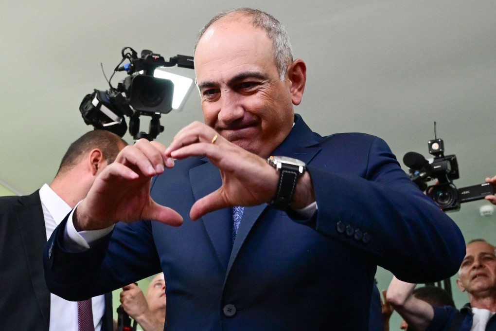 Armenian Prime Minister Nikol Pashinyan after casting his ballot. Photo: AFP