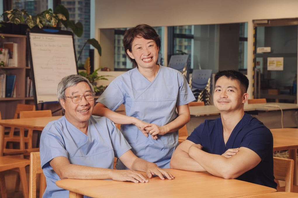 From left: retired family doctor Luke Tsang, operating-theatre nurse Carol Tse and emergency-room doctor Marcus Lo at the Red Cross Headquarters. Photo: Alexander Mak