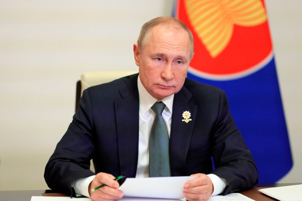 Russian President Vladimir Putin takes part in a virtual Asean meeting via videoconference in 2021. Photo: Sputnik/ Kremlin/AP