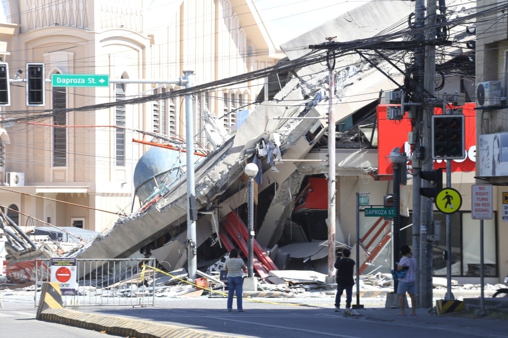 A damaged building is seen in General Santos, the Philippines, after Monday’s earthquake. Photo: AP