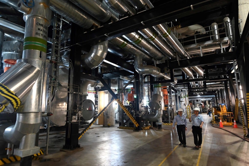 Underground cooling pipes are seen installed beneath Singapore’s Marina Bay Sands Hotel. Photo: AFP