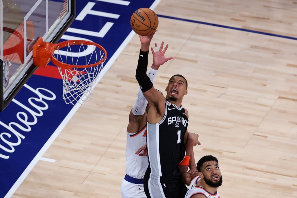 San Antonio Spurs forward Victor Wembanyama (centre) carried his side to victory at Madison Square Gardens. Photo: Reuters