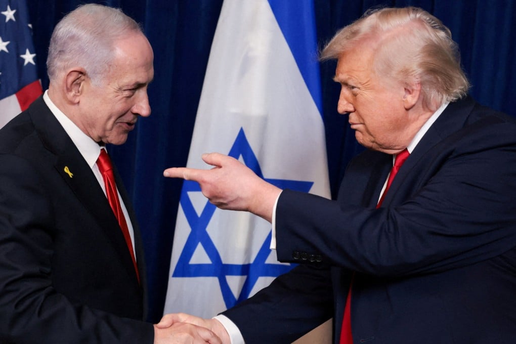 US President Donald Trump points his finger towards Israeli Prime Minister Benjamin Netanyahu after a meeting at Trump’s Mar-a-Lago club in December. Photo: Reuters