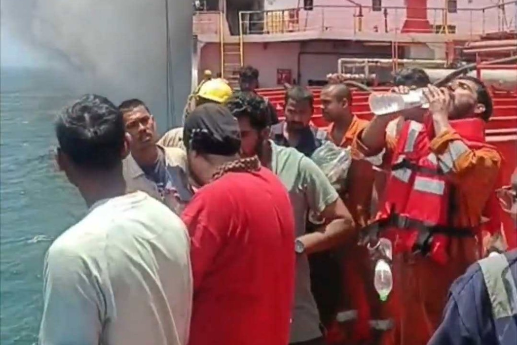 On Monday, Omani authorities airlifted 24 Indian sailors off the MT Marivex after a US strike on the Palau-flagged tanker. Photo: Facebook/IndianCoastGuard