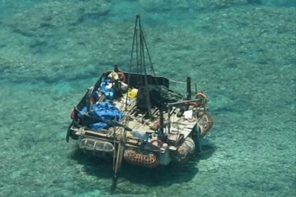 A Chinese research institute says it deployed a floating platform at Scarborough Shoal for environmental monitoring and sampling. Photo: Handout via Reuters
