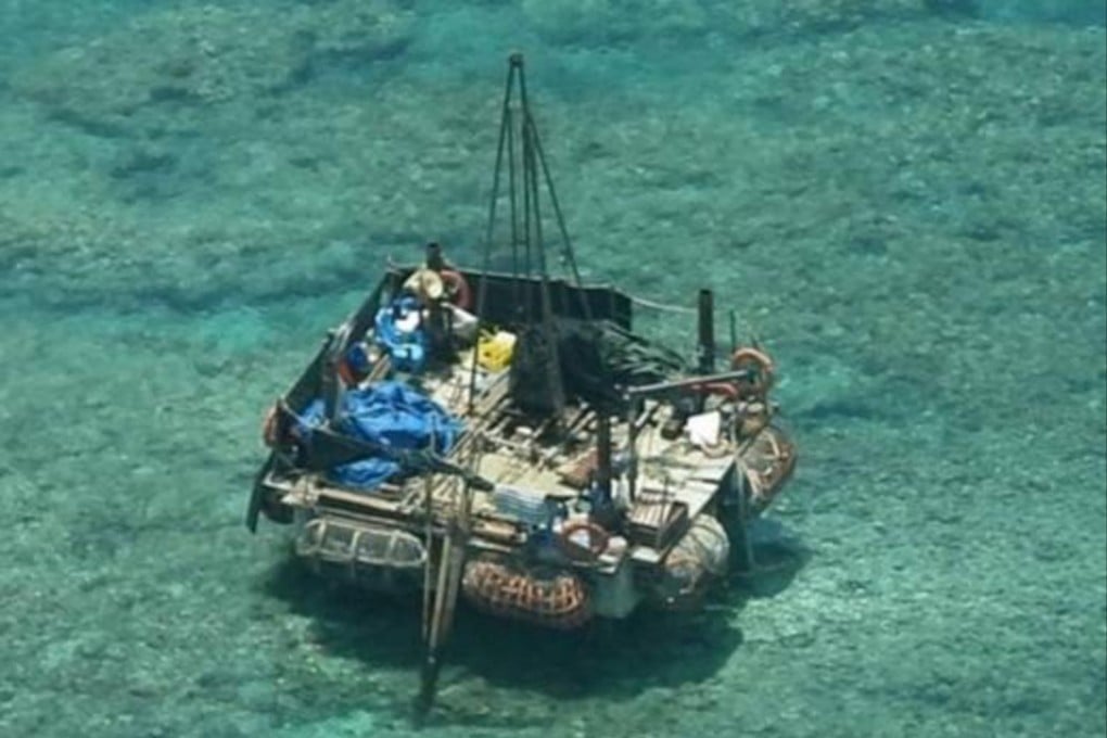 A Chinese research institute says it deployed a floating platform at Scarborough Shoal for environmental monitoring and sampling. Photo: Handout via Reuters