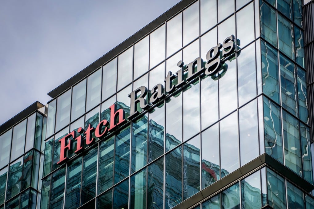 The logo for Fitch Ratings, one of the “big three” credit ratings agencies, in Canary Wharf, London. Photo: Shutterstock