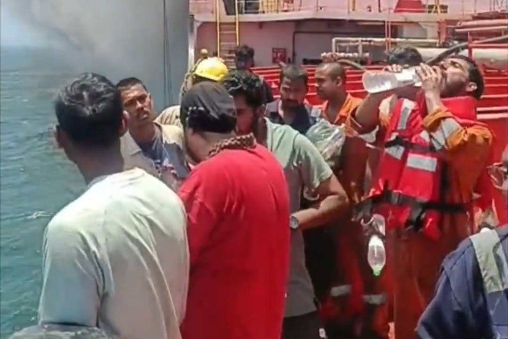 On Monday, Omani authorities airlifted Indian sailors off the MT Marivex after a US strike on the Palau-flagged tanker. Photo: Facebook/IndianCoastGuard