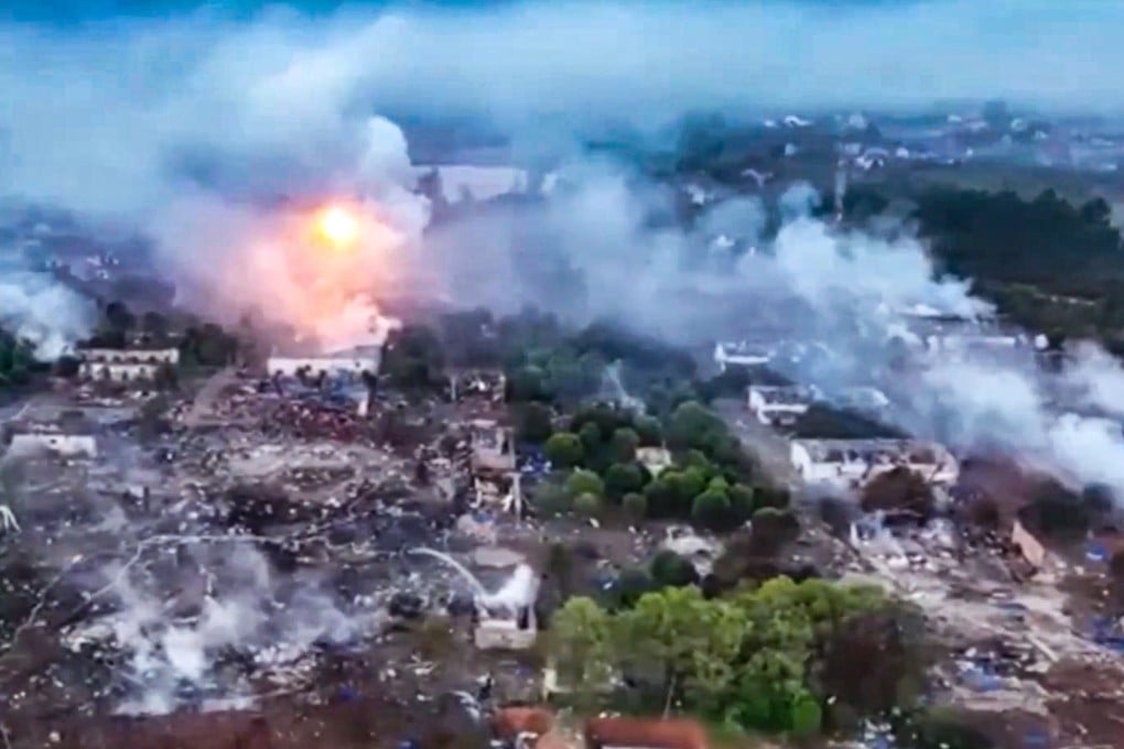 More than three dozen people died when a fireworks factory in Liuyang, Hunan province, was hit by an explosion on May 4. Photo: CCTV