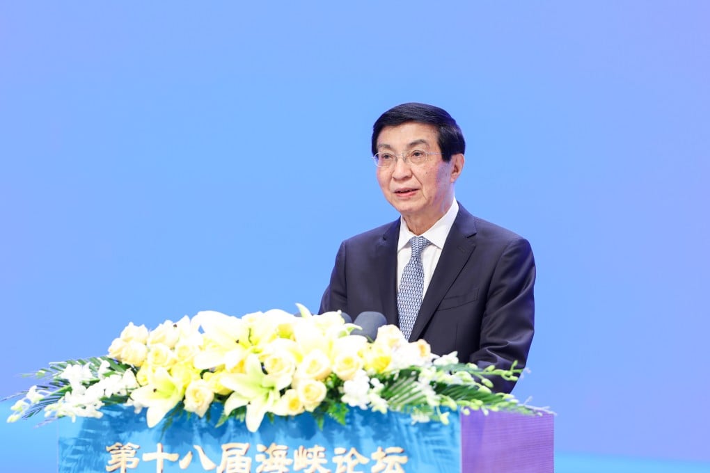 Wang Huning addresses the event in Xiamen on Saturday. Photo: Xinhua