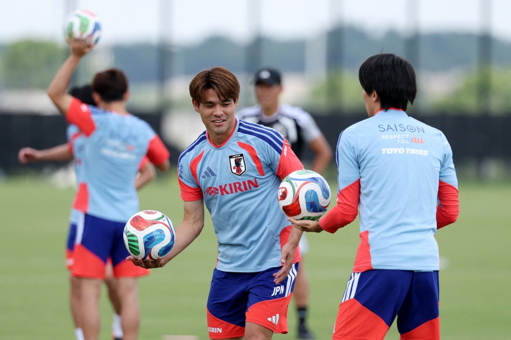 Kaishu Sano, who reportedly pleaded not guilty to rape charges, training with his Japan teammates in Nashville, Tennessee, before the clash against the Netherlands on Sunday. Photo: Reuters