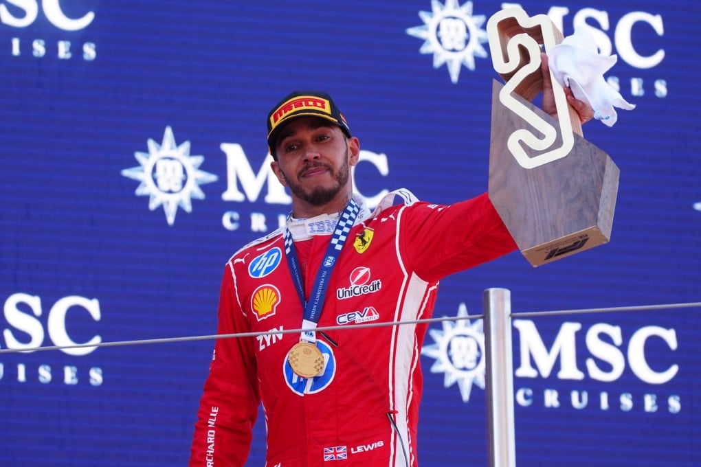 Ferrari driver Lewis Hamilton looked “very happy” on the podium after winning the Barcelona-Catalunya Grand Prix on Sunday, Toto Wolff says. Photo: dpa