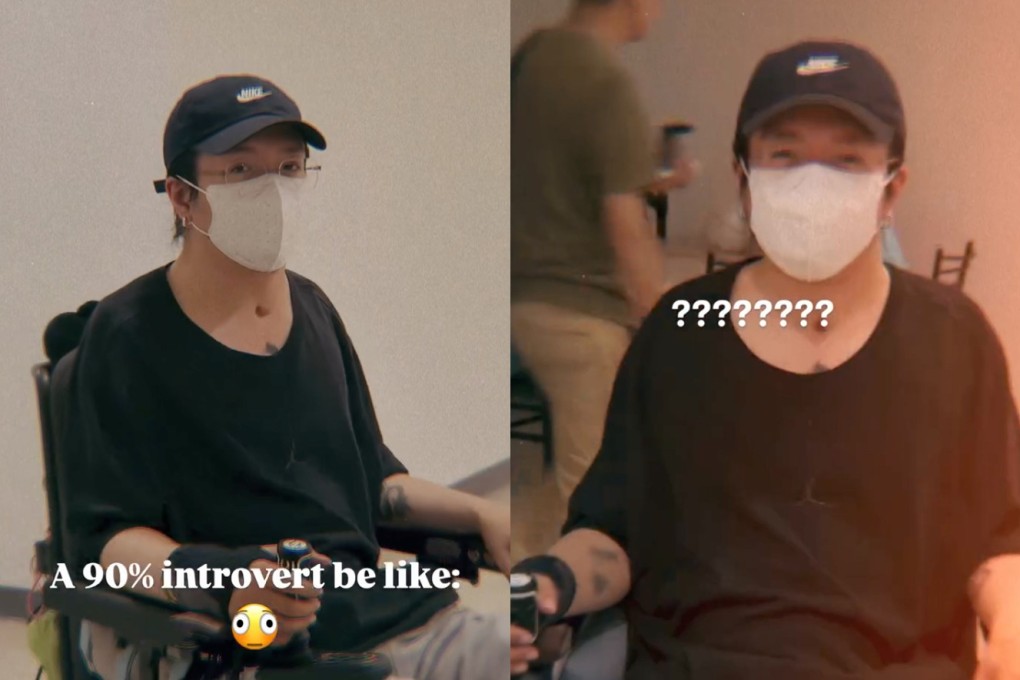 Mo Li shares a video on Instagram of himself operating an electric wheelchair with the caption, "A 90 per cent introvert be like:" followed by a bashful emoticon in March this year. Photo: Instagram/momo.lky