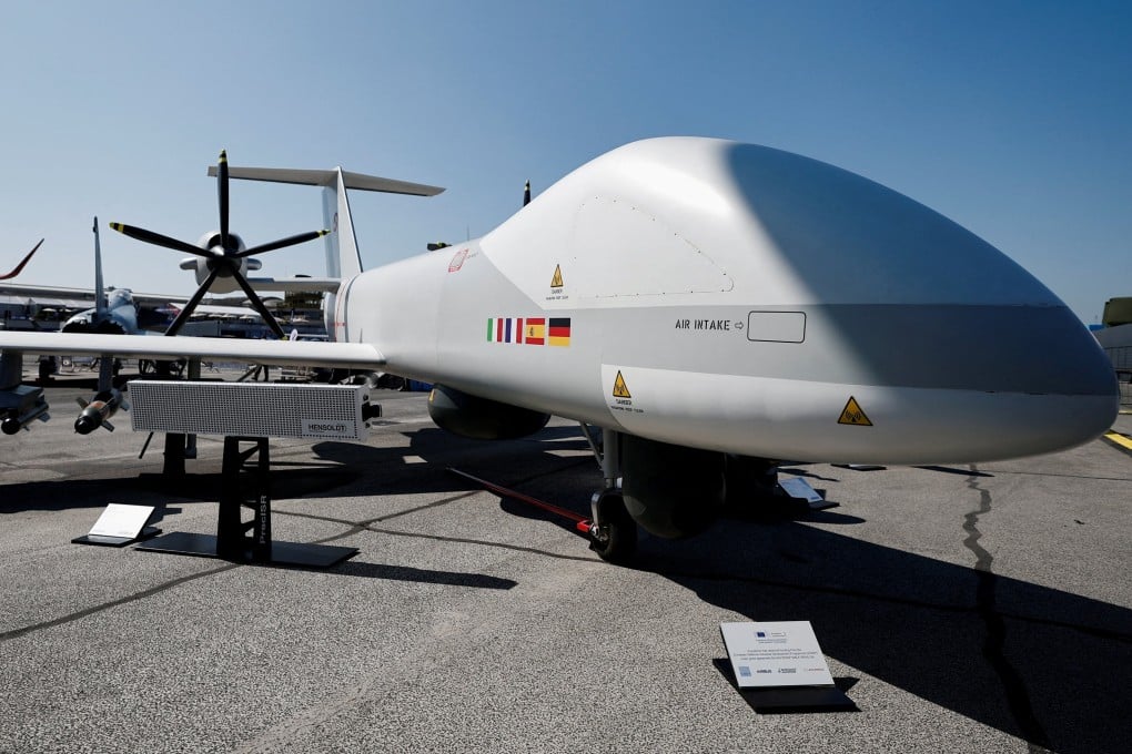 An Airbus Eurodrone remotely piloted aircraft system on display at the 55th International Paris Airshow at Le Bourget Airport, near Paris, France, on June 17, 2025. Photo: Reuters