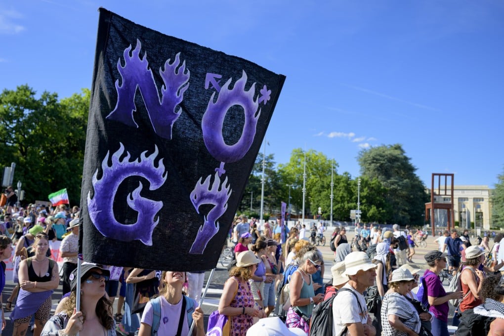No G7 activists protest against the G7 summit in Geneva, Switzerland on Sunday. Photo: EPA