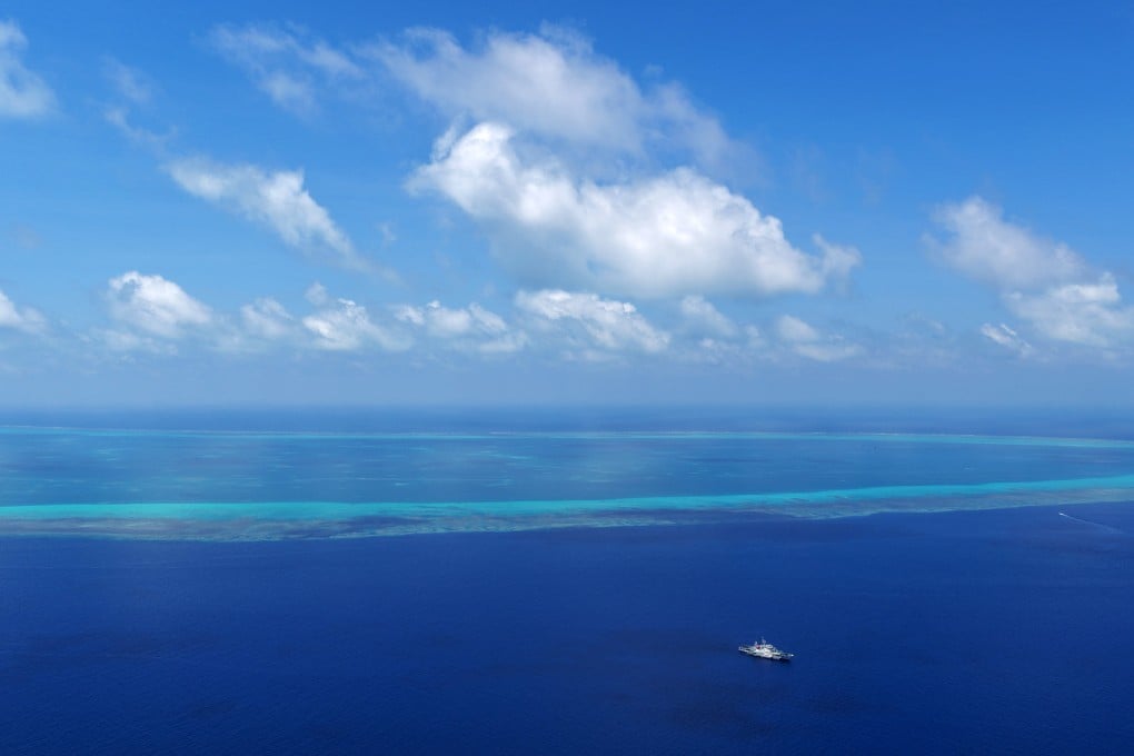 A Chinese coastguard vessel patrols near Scarborough Shoal in the South China Sea in April. Photo: Xinhua
