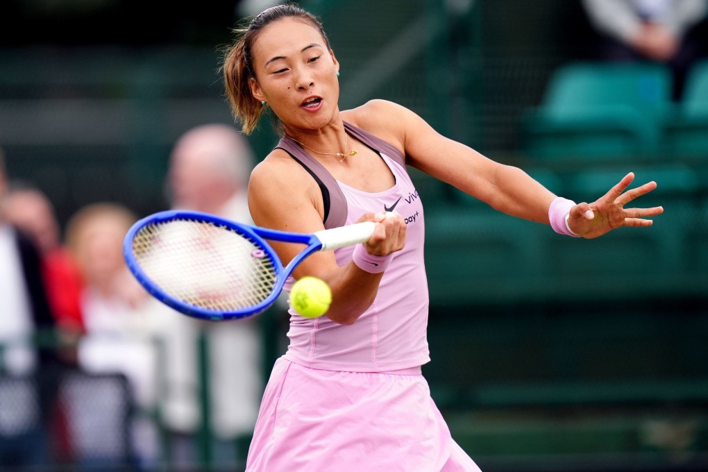 China’s Zheng Qinwen beat Greece’s No 6 seed Maria Sakkari on day one of the Nottingham Open on Monday. Photo: AP