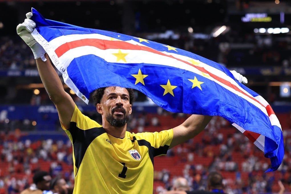 Cabo Verde goalkeeper Vozinha celebrates his side’s goalless draw with Spain in Atlanta. Photo: Getty Images