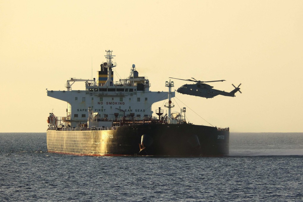 The CMR Smyrtos sailing under a false Cameroonian flag in the English Channel off the coast of the UK. Photo: Ministry of Defence (United Kingdom) / AFP