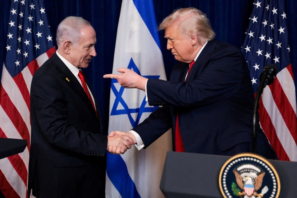 US President Donald Trump (right) with Israeli Prime Minister Benjamin Netanyahu in Palm Beach, Florida, last year. Photo: Reuters