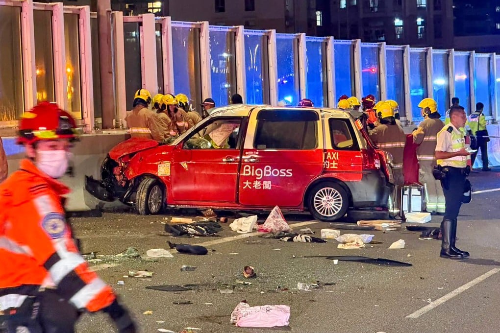 The 38-year-old firefighter and his 35-year-old wife were passengers in the taxi that was hit by the van on the eastbound Tsing Sha Highway. Photo: Handout