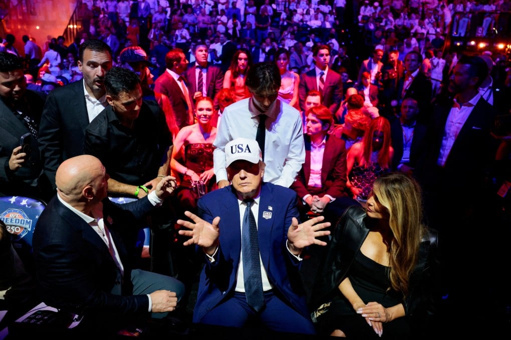 US President Donald Trump at UFC Freedom 250 on Sunday. Photo: Reuters