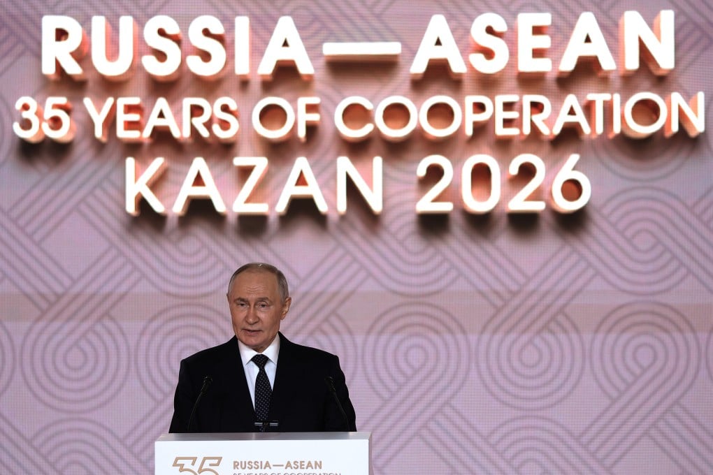 Russian President Vladimir Putin speaks during a gala dinner on the sidelines of the Russia-Asean summit in Kazan, Russia, on Wednesday. Photo: Handout/AP