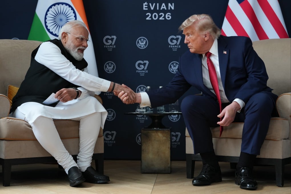 India’s Prime Minister Narendra Modi and US President Donald Trump meet at the G7 summit in Evian-les-Bains, France, on Wednesday. Photo: AP