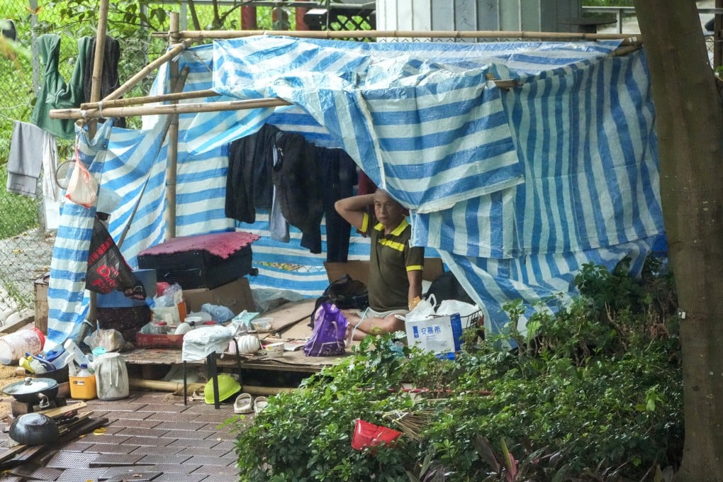 A man rests in a makeshift shelter in Mong Kok on June 18. Photo: Dickson Lee