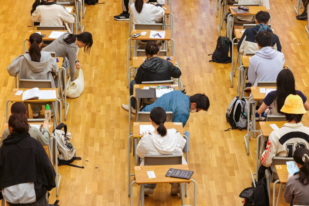 Students sit for the DSE Chinese language paper on April 9. Photo: Handout / SCMP Pictures