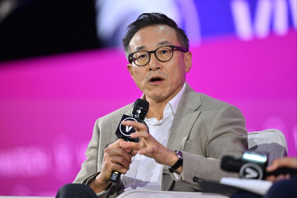 Alibaba chairman Joe Tsai speaks at the VivaTech conference in Paris on June 18. Tsai said the company is investing across the AI value chain rather than betting on a single segment of the market. Photo: Getty Images