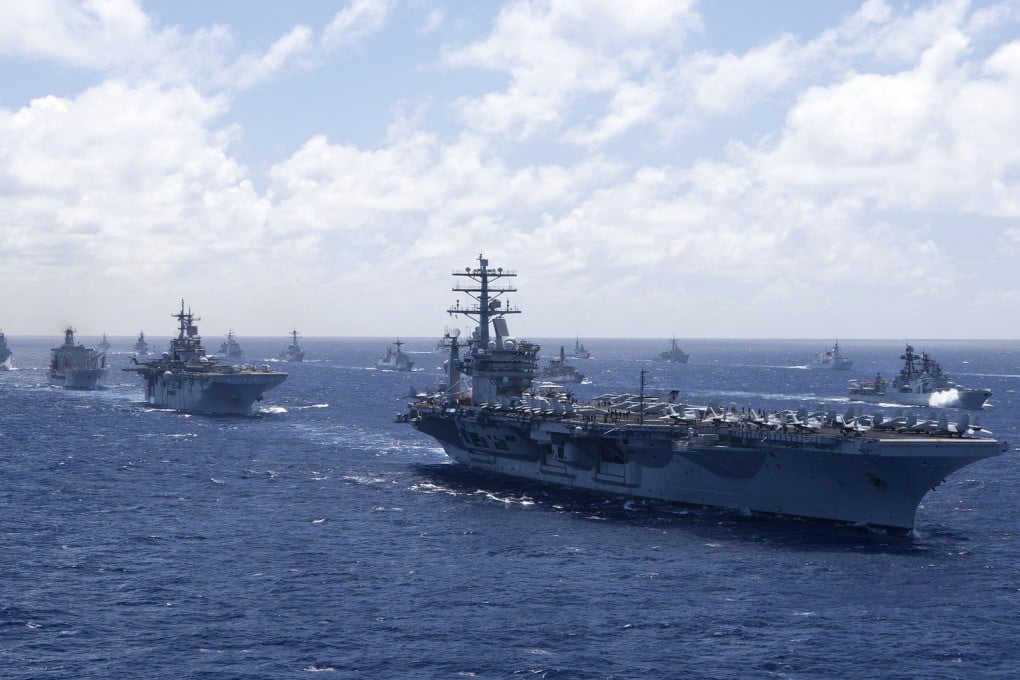 Warships sail in formation off Hawaii during the Rim of the Pacific Exercise in 2012. Photo: US Navy
