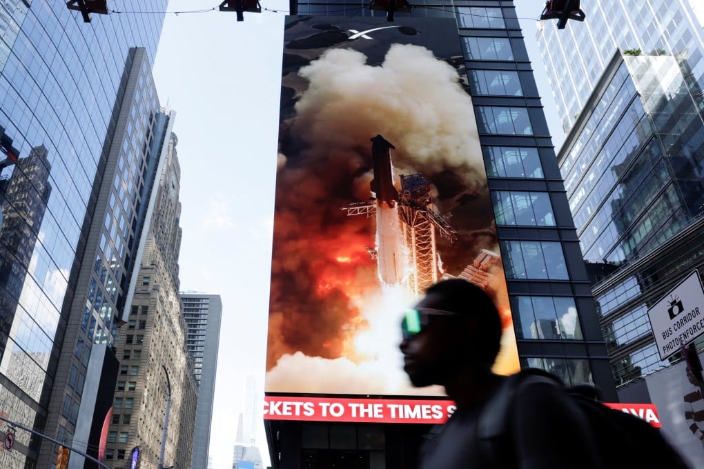 A sign displays outside Nasdaq on the day of SpaceX’s initial public offering in New York on June 12. Photo: Reuters