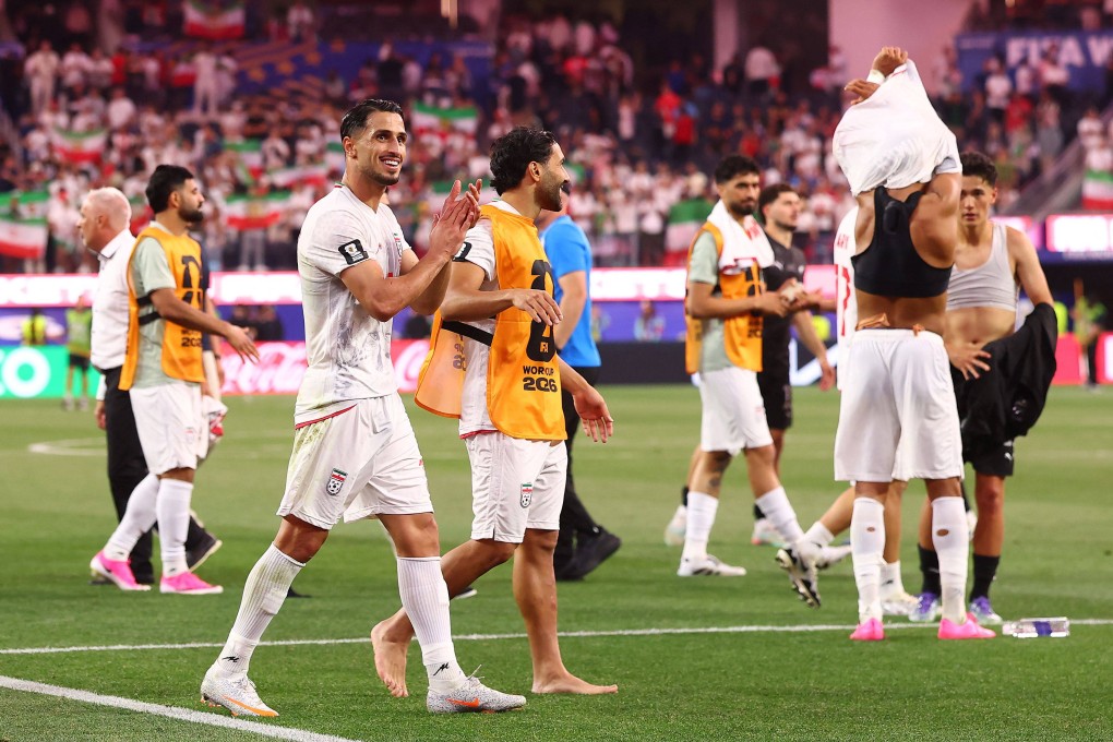 Iran applauding their fans after the 2-2 draw against New Zealand in their opening match in Los Angeles on Monday. Photo: AFP