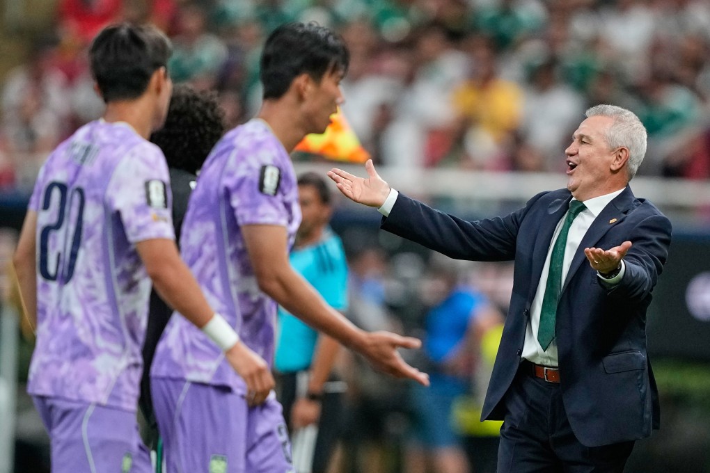 The expressive Javier Aguirre has his say during Mexico’s victory over South Korea. Photo: AP Photo