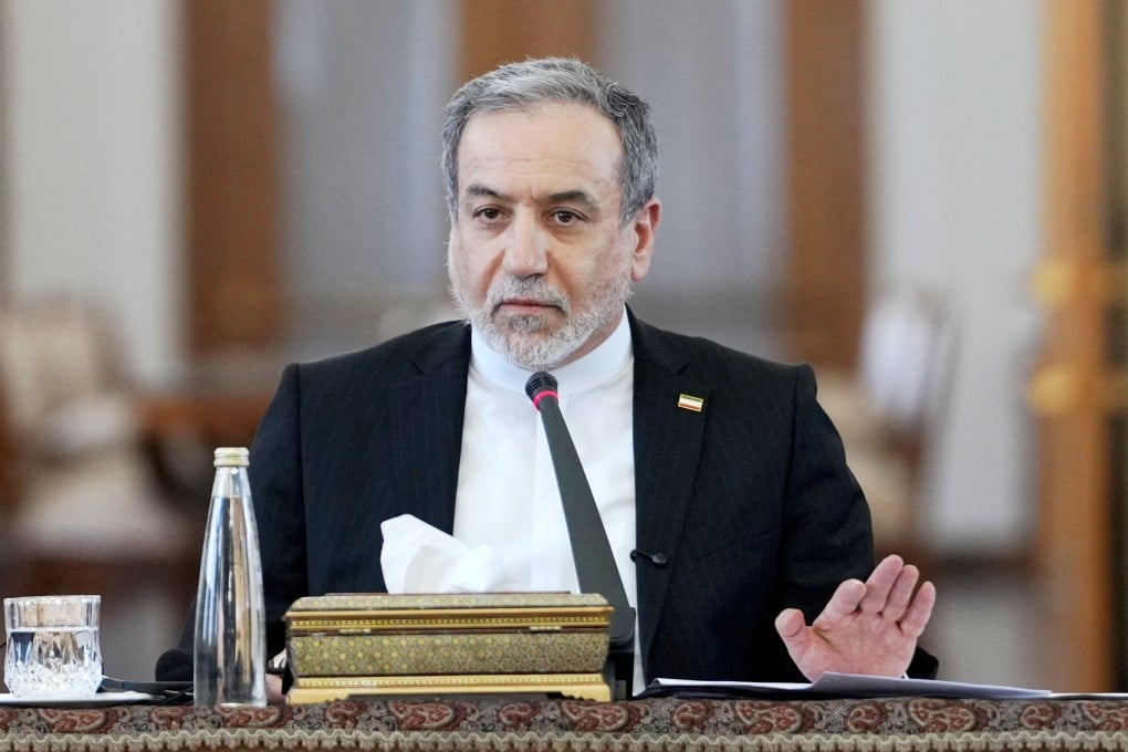 Iranian Foreign Minister Abbas Araqchi speaks during a meeting with foreign ambassadors, in Tehran on Tuesday. Photo: Handout via Reuters