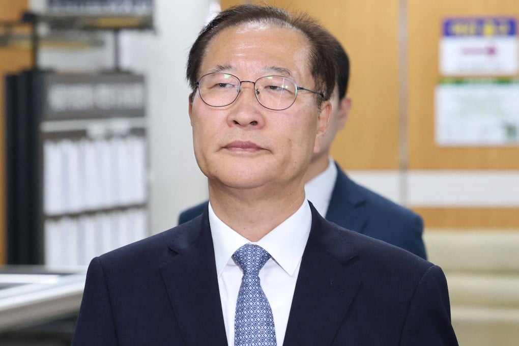Former South Korean justice minister Park Sung-jae arrives for his trial at the Seoul Central District Court in Seoul on Monday. Photo: Yonhap/AFP