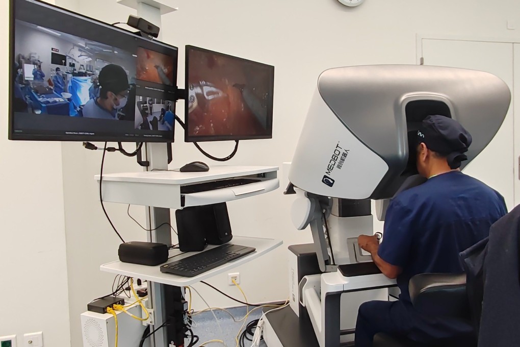 A remote surgical operation using Shanghai MicroPort MedBot’s Toumai system. Photo: Handout