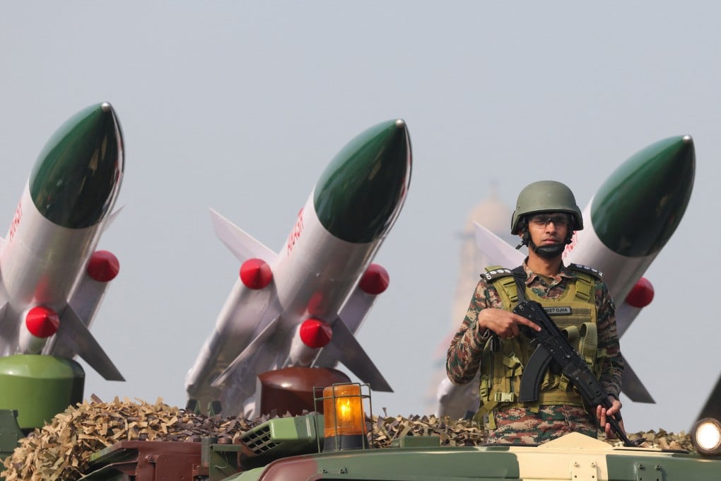 A soldier stands next to India’s homegrown “Akash” missiles, mounted on a truck in New Delhi in January. Photo: Reuters